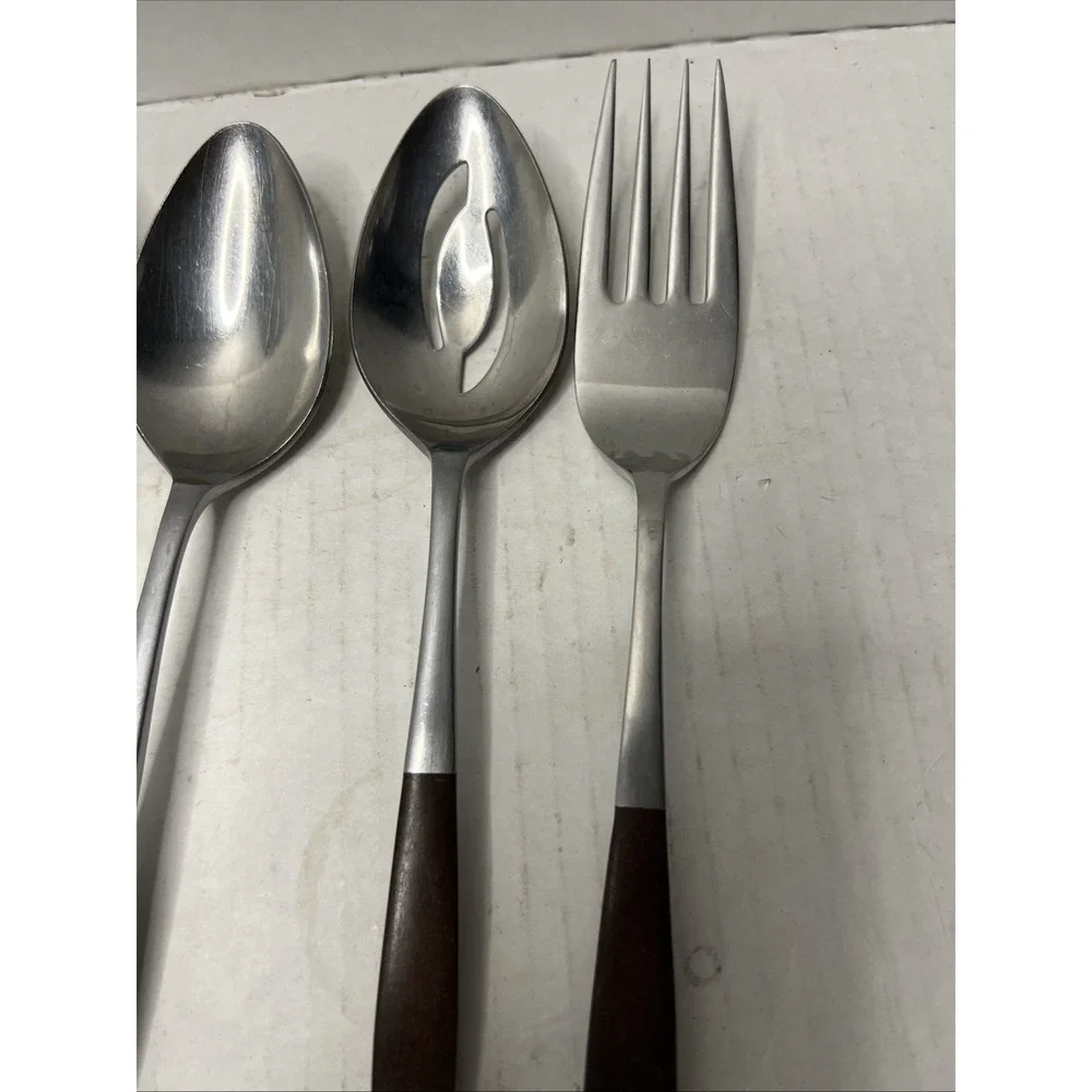 Vintage‎ EPIC Eco Forged Stainless Steel Utensil Set of 6 Serving Spoons Fork - Picture 3 of 4